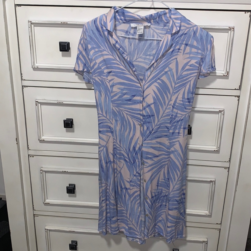 Tropical light blue dress